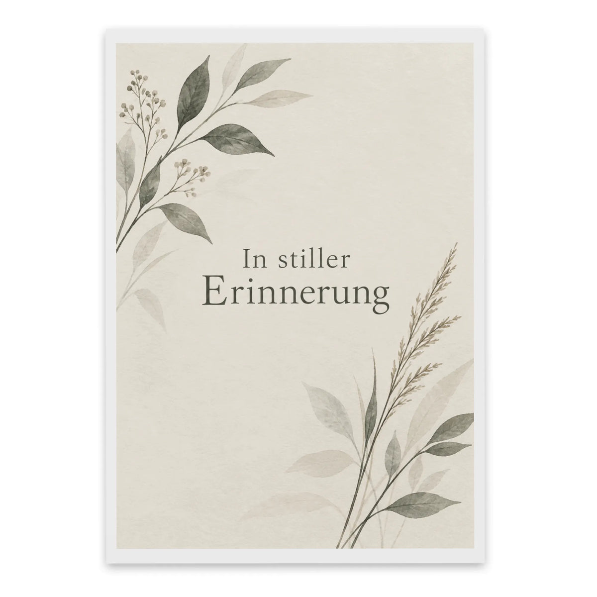 Elegante Trauerkarte mit botanischem Zweig