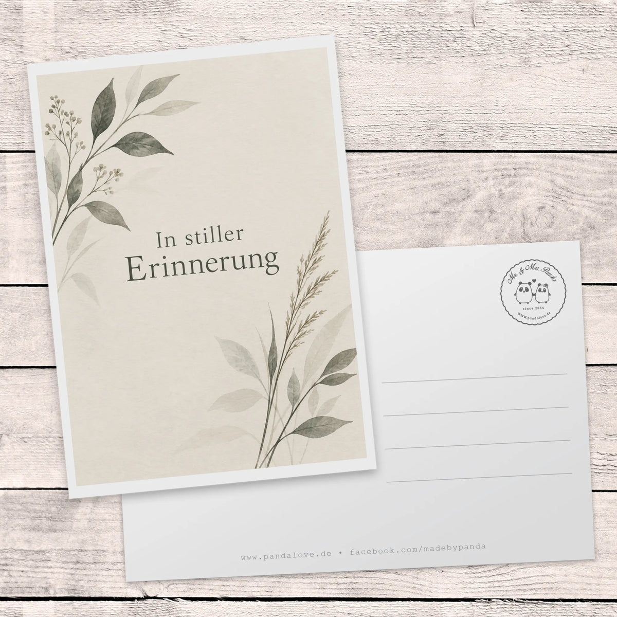 Elegante Trauerkarte mit botanischem Zweig
