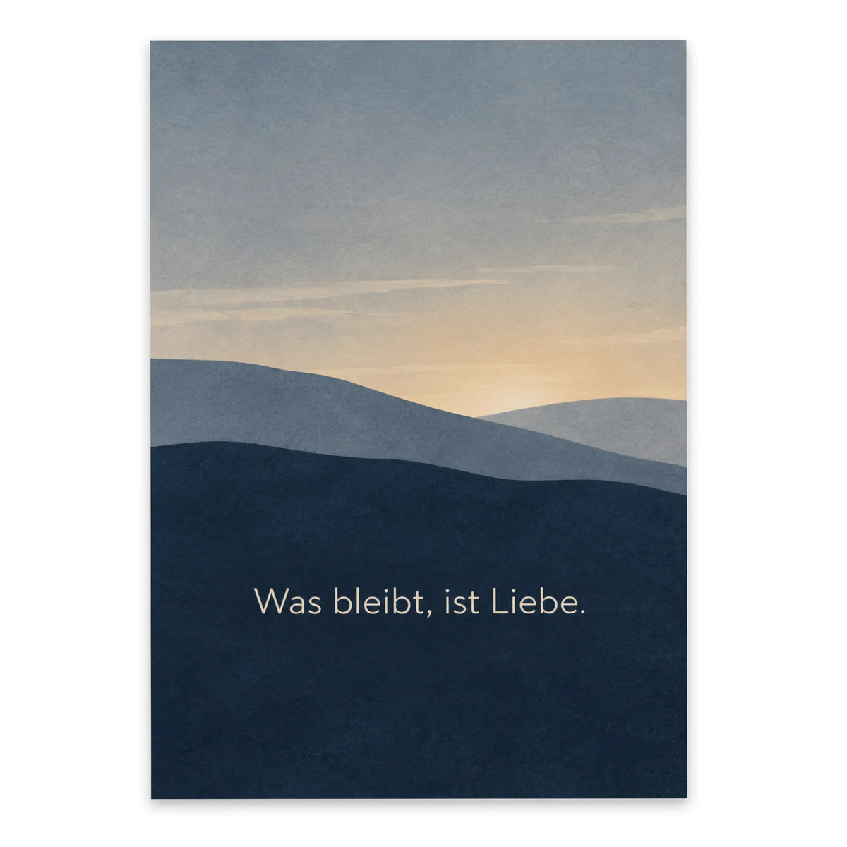 Einfühlsame Trauerkarte mit stillem Horizont