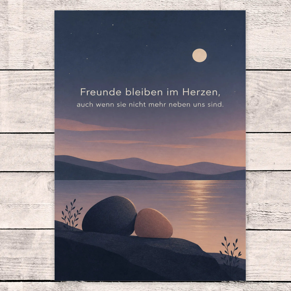 Einfühlsame Trauerkarte für Freunde mit Abendlandschaft
