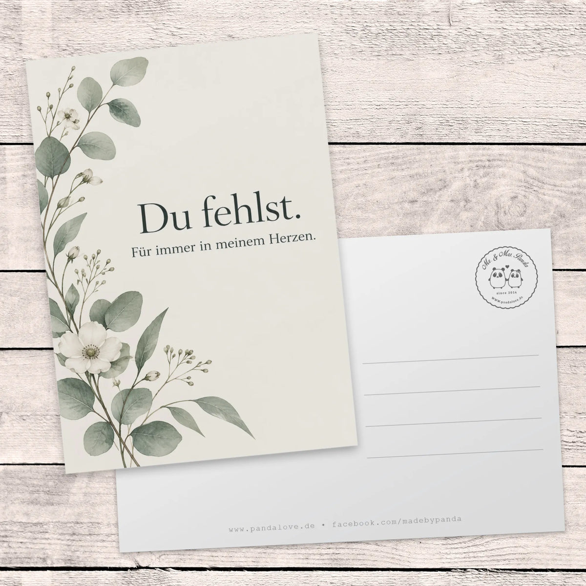 Einfühlsame Trauerkarte für die Freundin mit Eukalyptuszweig