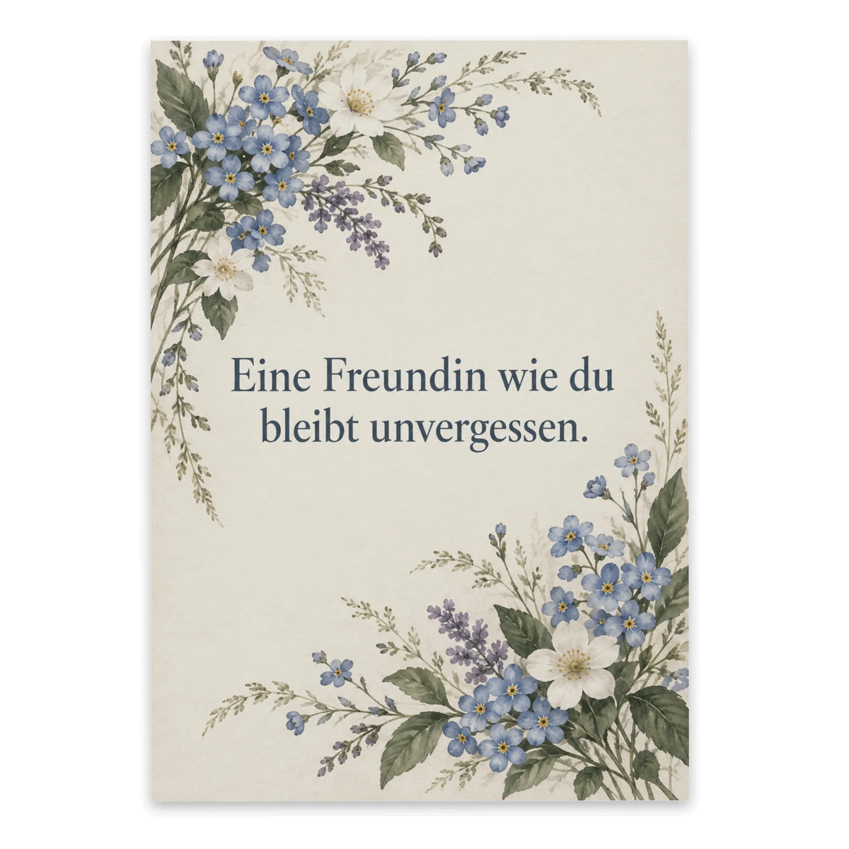 Einfühlsame Trauerkarte für die Freundin mit Vergissmeinnicht