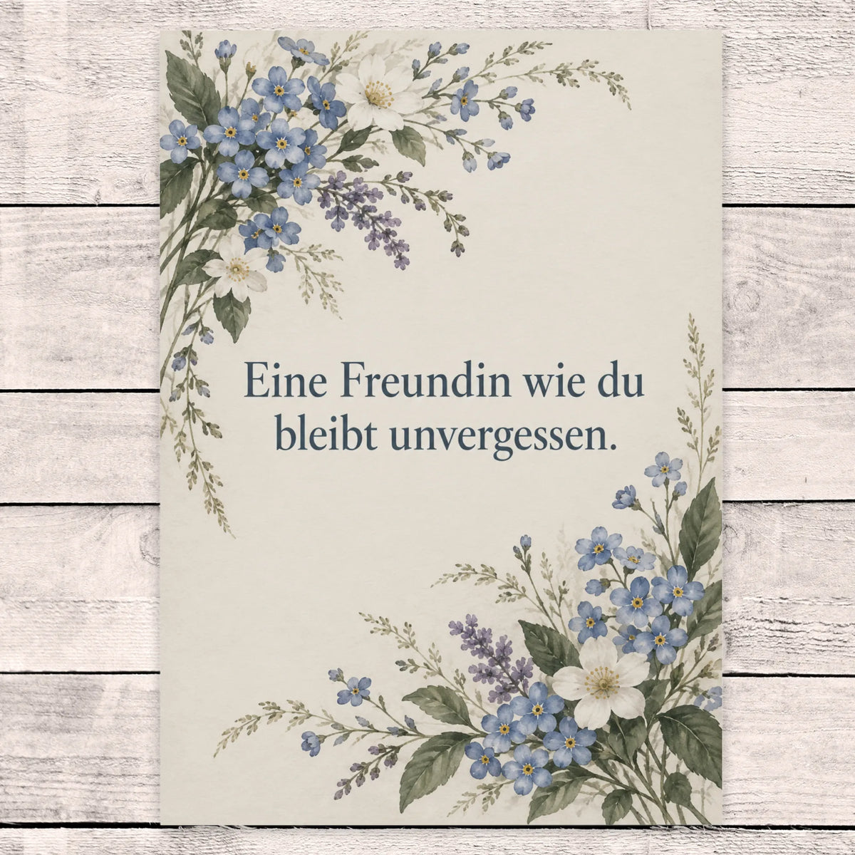 Einfühlsame Trauerkarte für die Freundin mit Vergissmeinnicht
