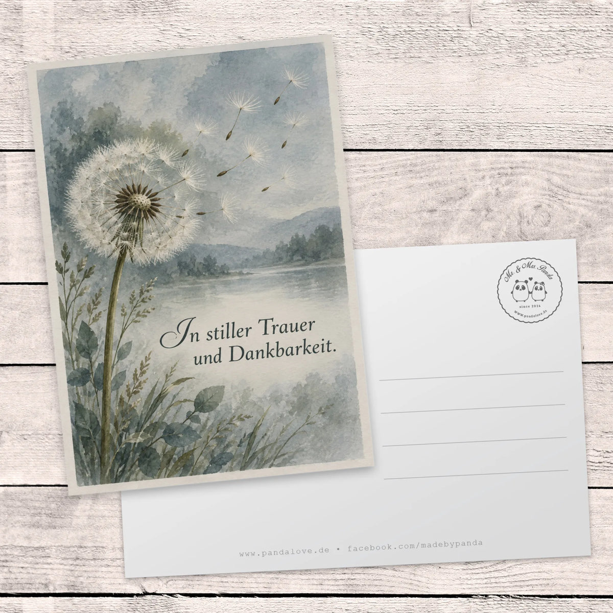 Einfühlsame Trauerkarte mit Pusteblume in Aquarell