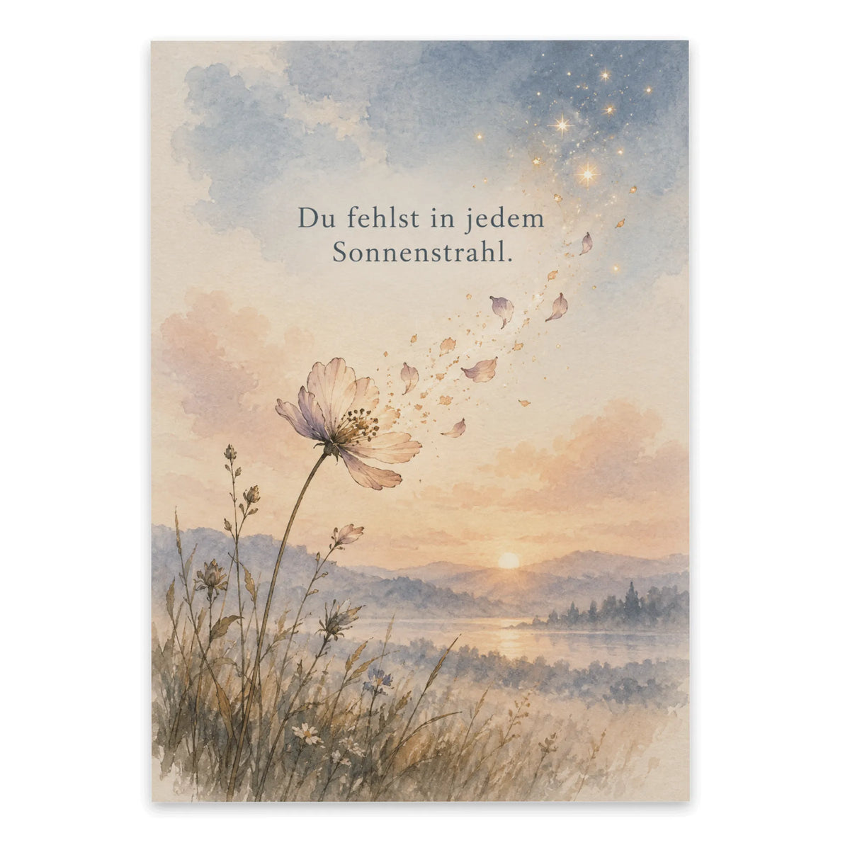 Tröstliche Trauerkarte für einen jungen Menschen mit Pusteblume