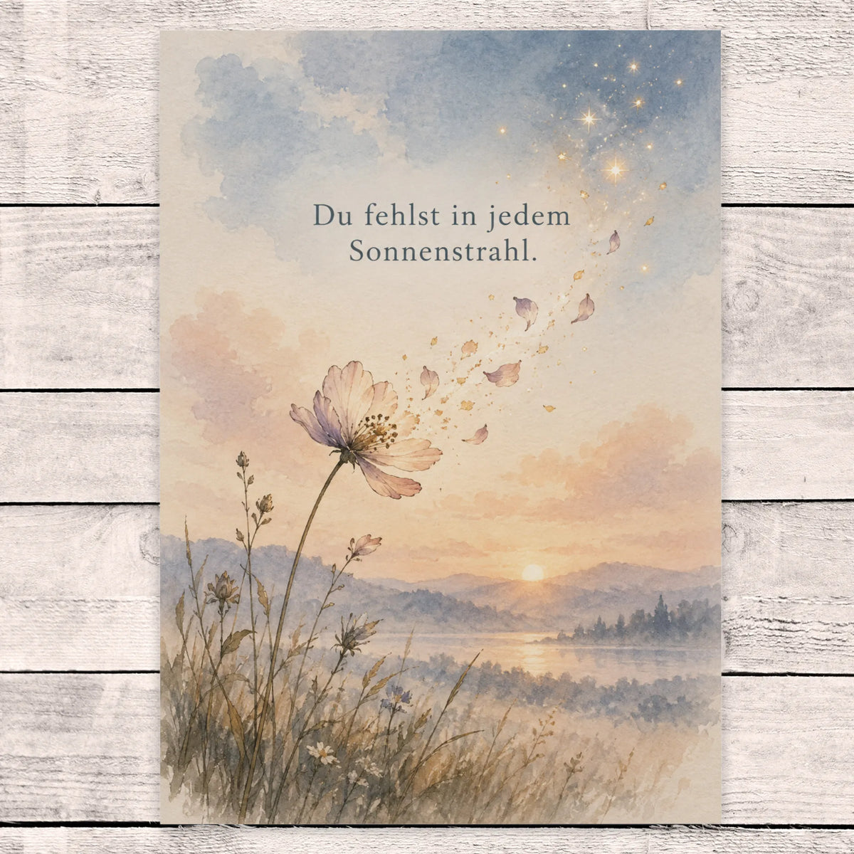Tröstliche Trauerkarte für einen jungen Menschen mit Pusteblume