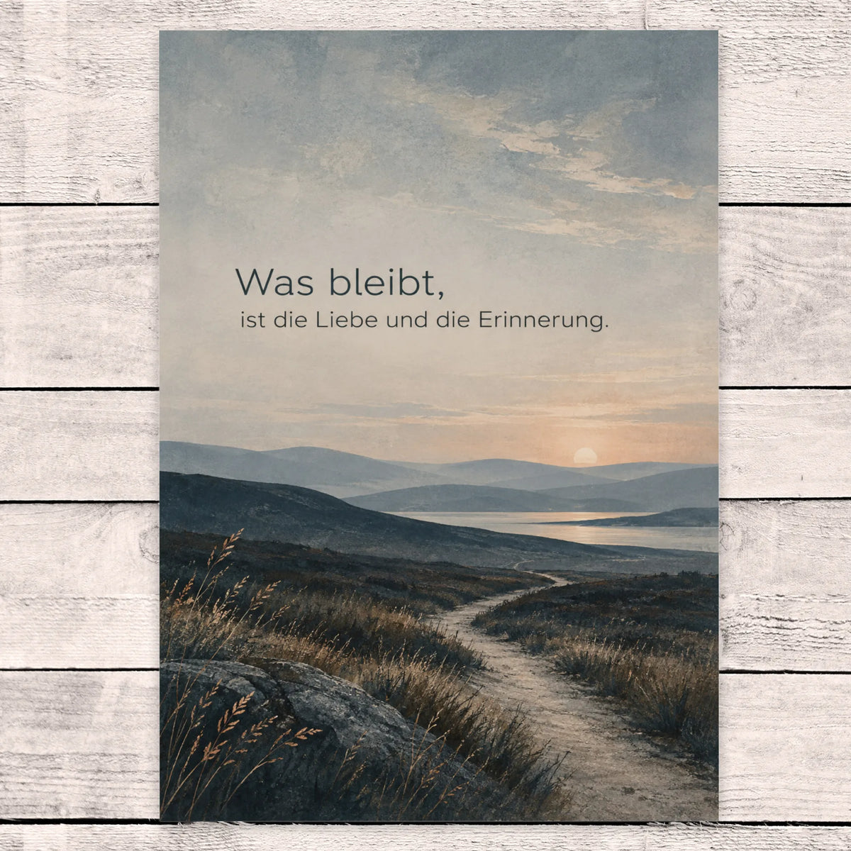 Einfühlsame Trauerkarte für den Onkel mit stiller Landschaft