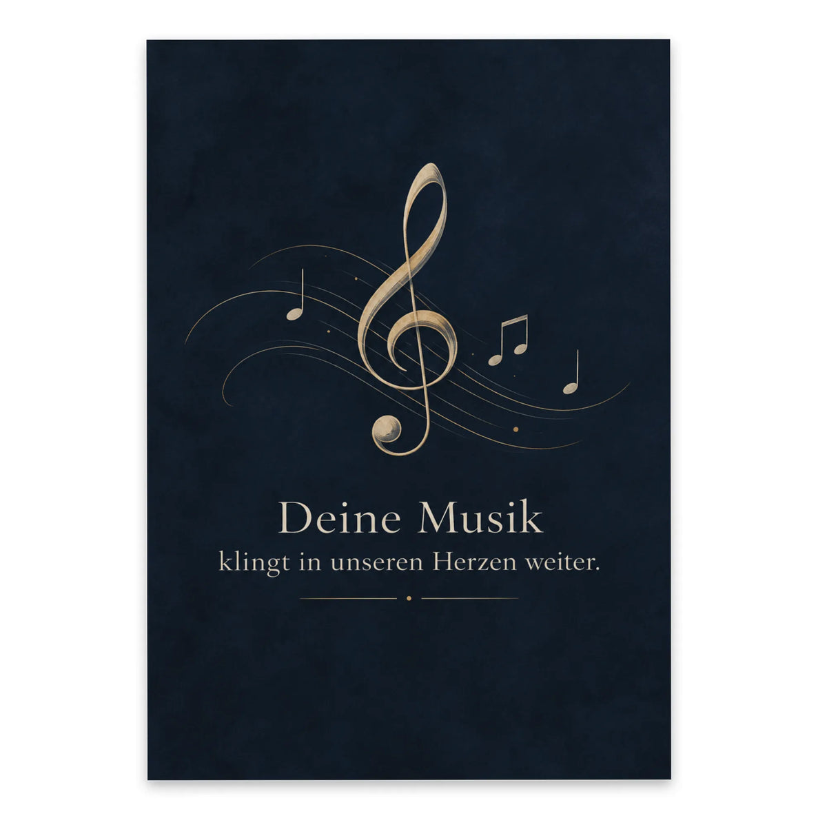 Einfühlsame Trauerkarte mit Notenschlüssel für Musiker
