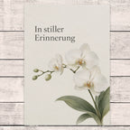 Würdevolle Trauerkarte mit weißer Orchidee|p:2022176|h:bc49872c5b83f8a344eb9801072567ee