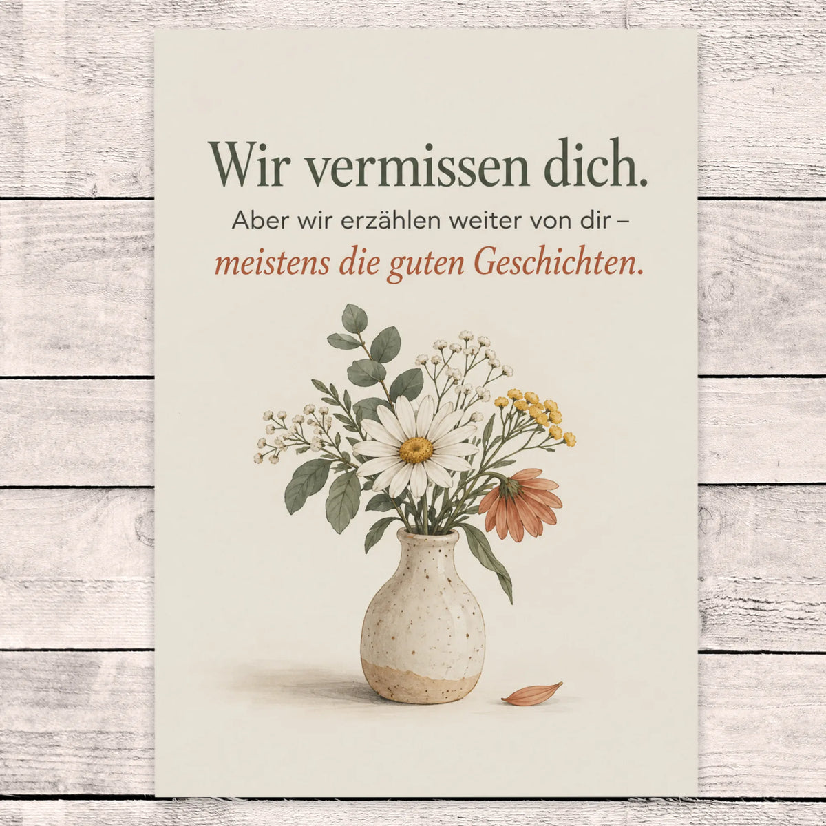 Lustige Trauerkarte mit tröstlichem Blumenstrauß