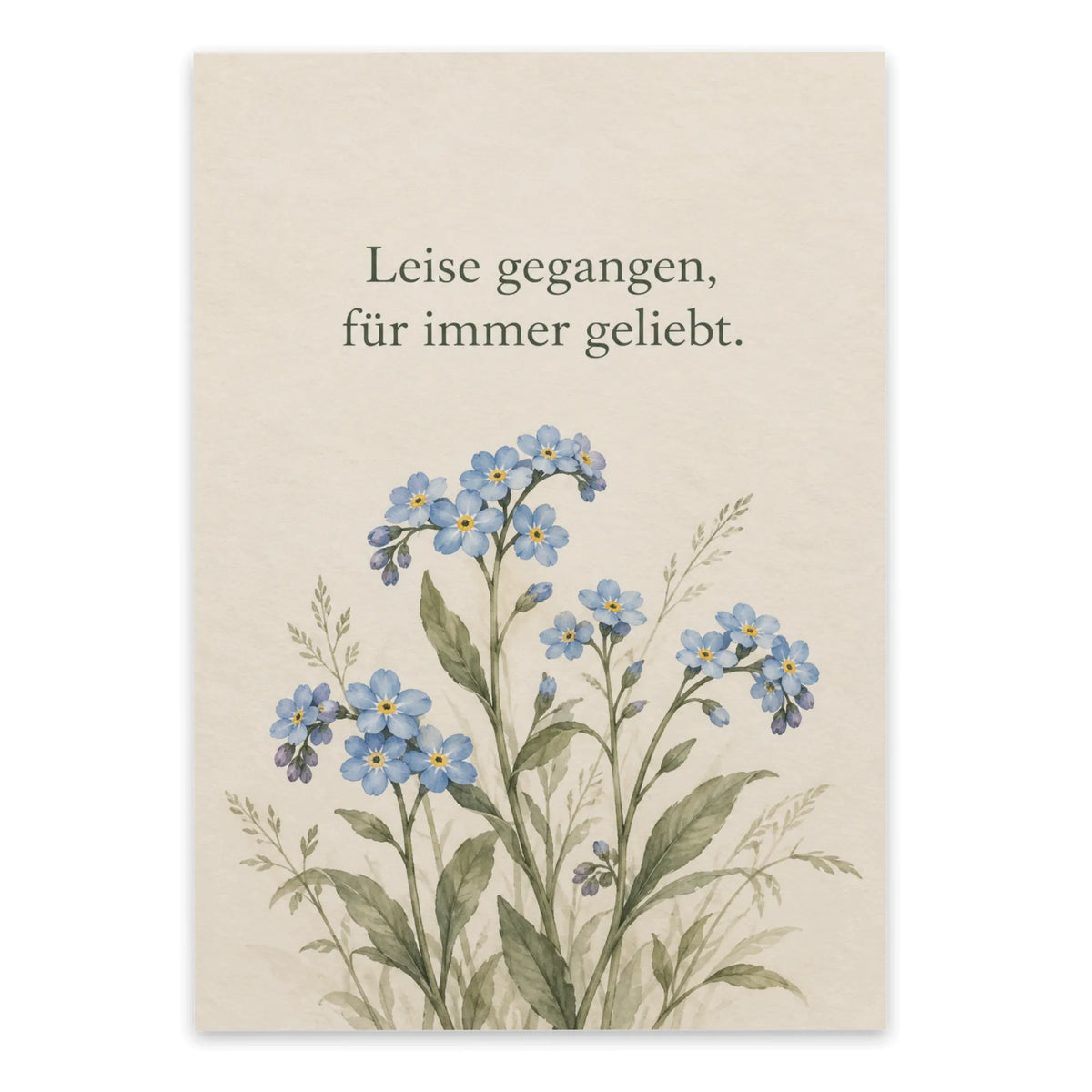 Einfühlsame Trauerkarte mit Vergissmeinnicht