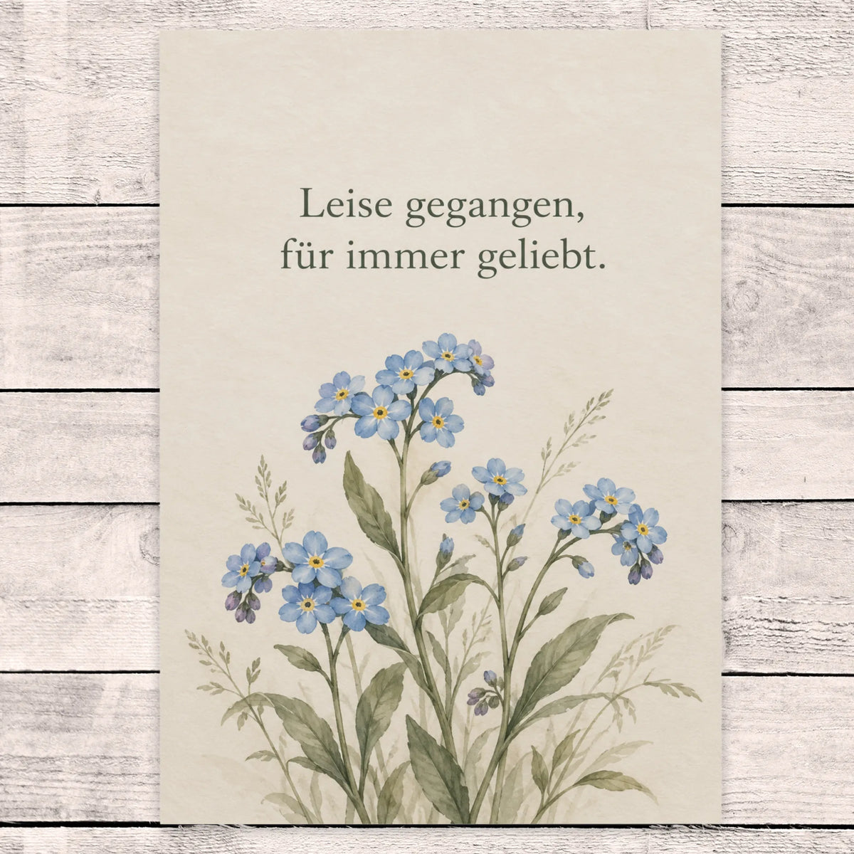 Einfühlsame Trauerkarte mit Vergissmeinnicht