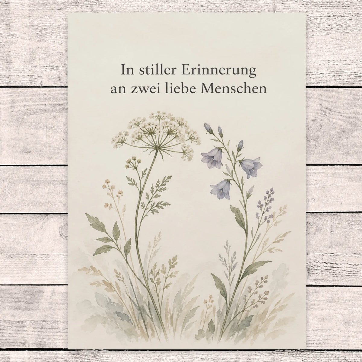 Einfühlsame Trauerkarte für zwei liebe Menschen mit Wildblumen