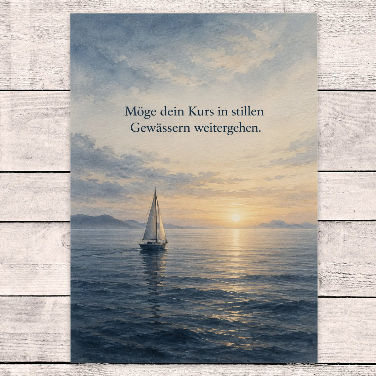 Einfühlsame Trauerkarte mit Segelboot