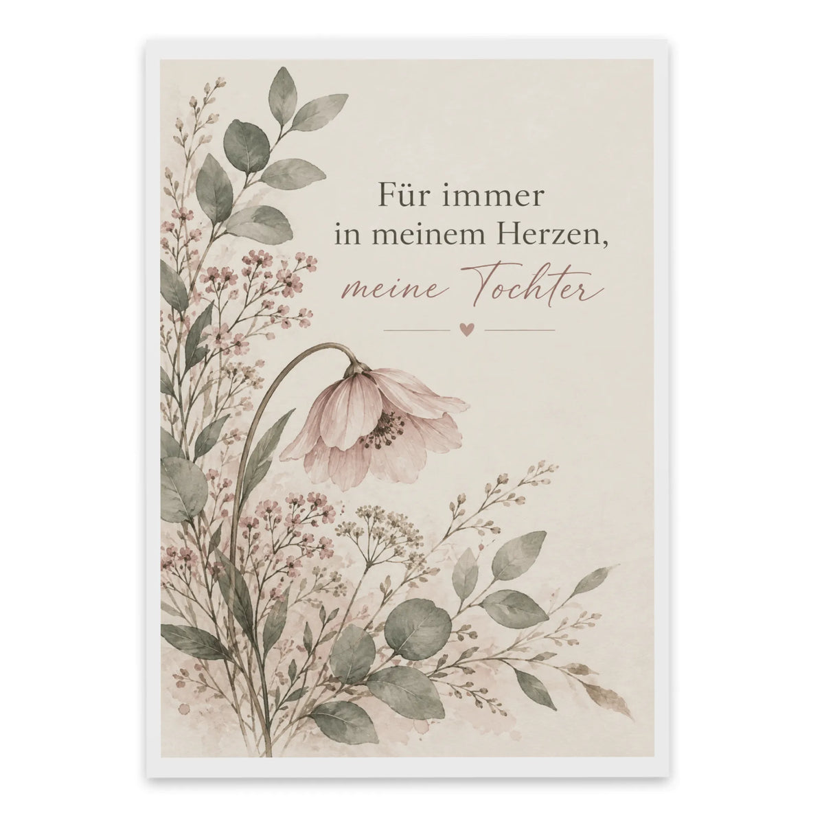 Einfühlsame Trauerkarte für die Tochter mit zarten Wildblumen