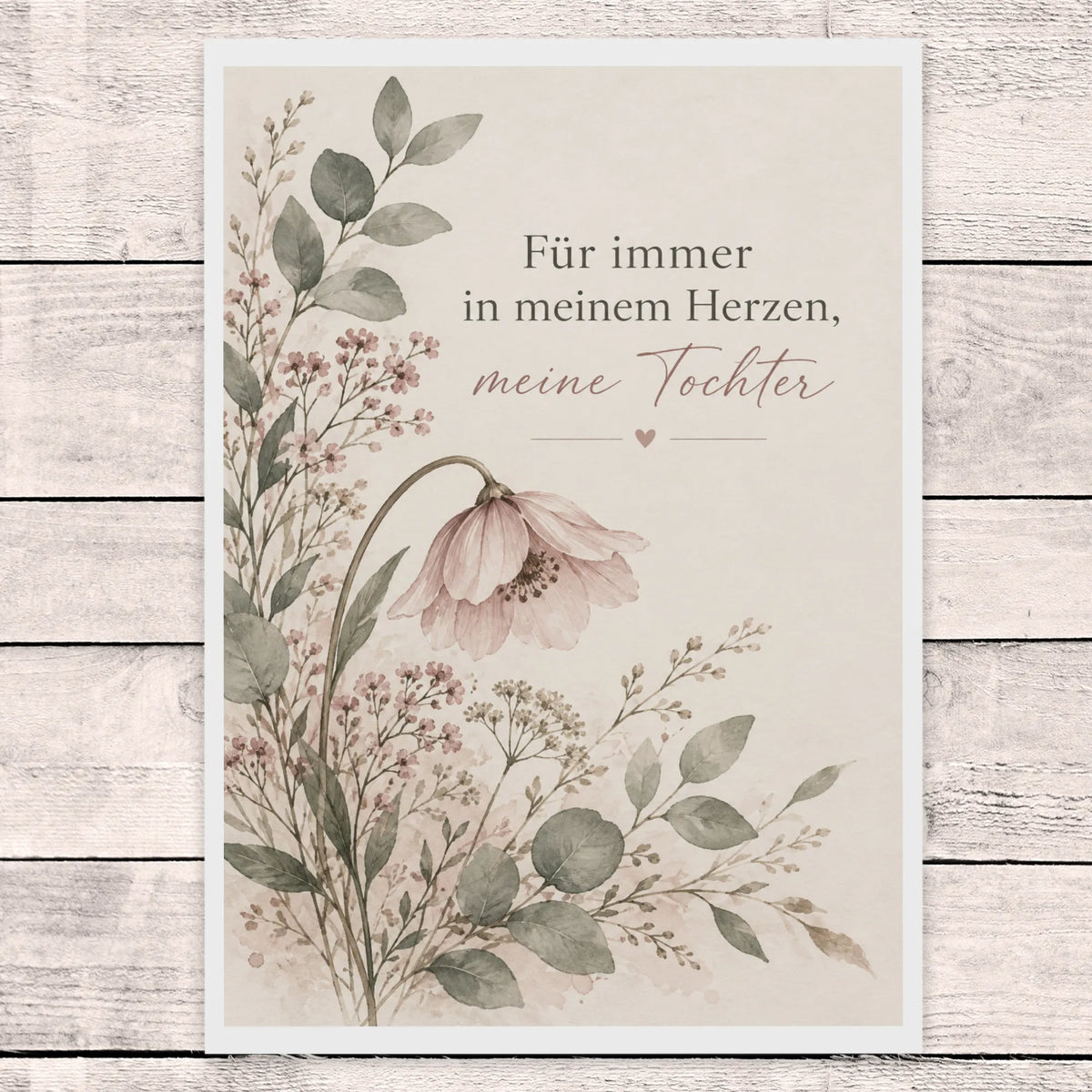 Einfühlsame Trauerkarte für die Tochter mit zarten Wildblumen