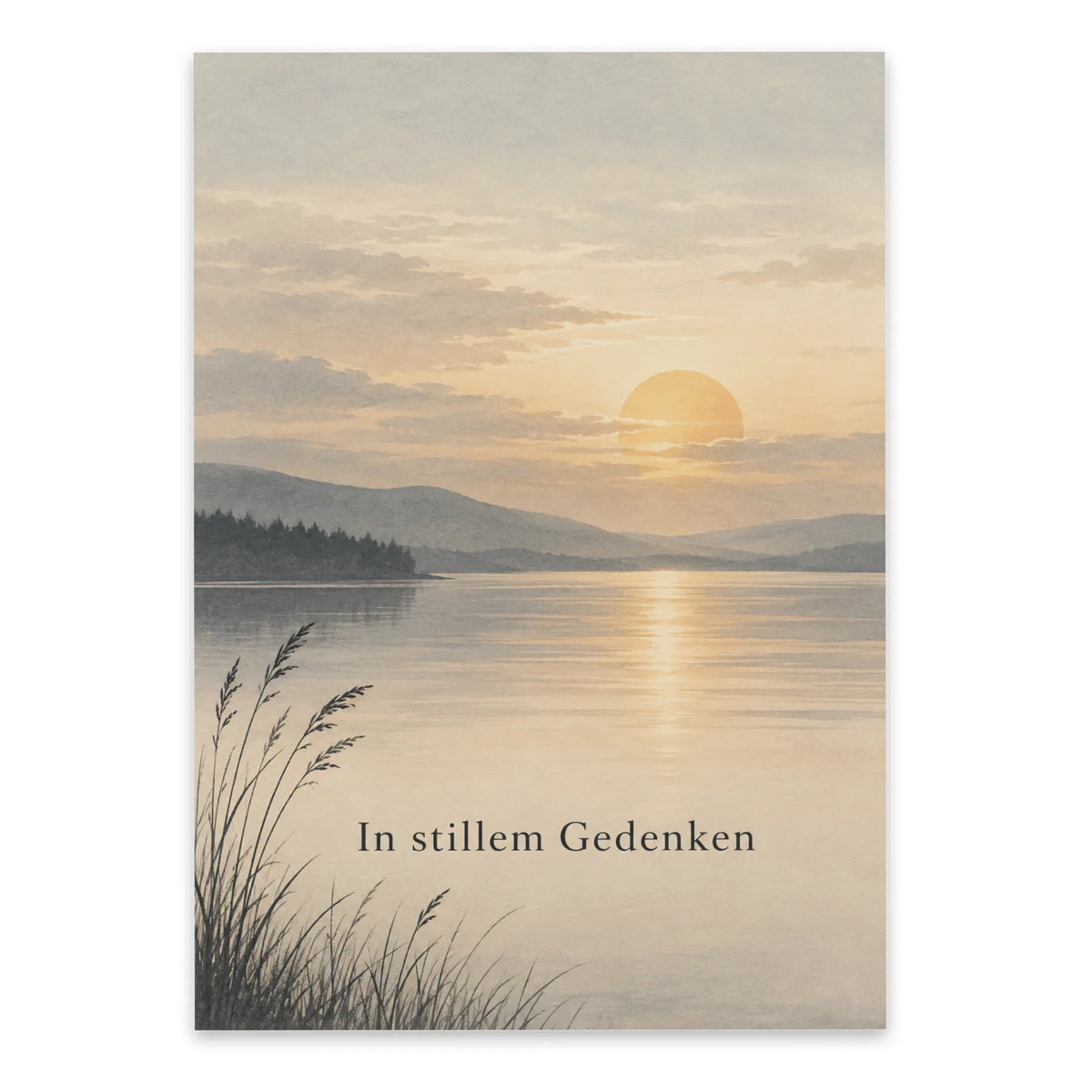 Besinnliche Kondolenzkarte mit Sonne für stilles Gedenken