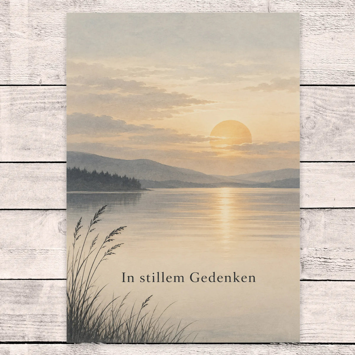 Besinnliche Kondolenzkarte mit Sonne für stilles Gedenken