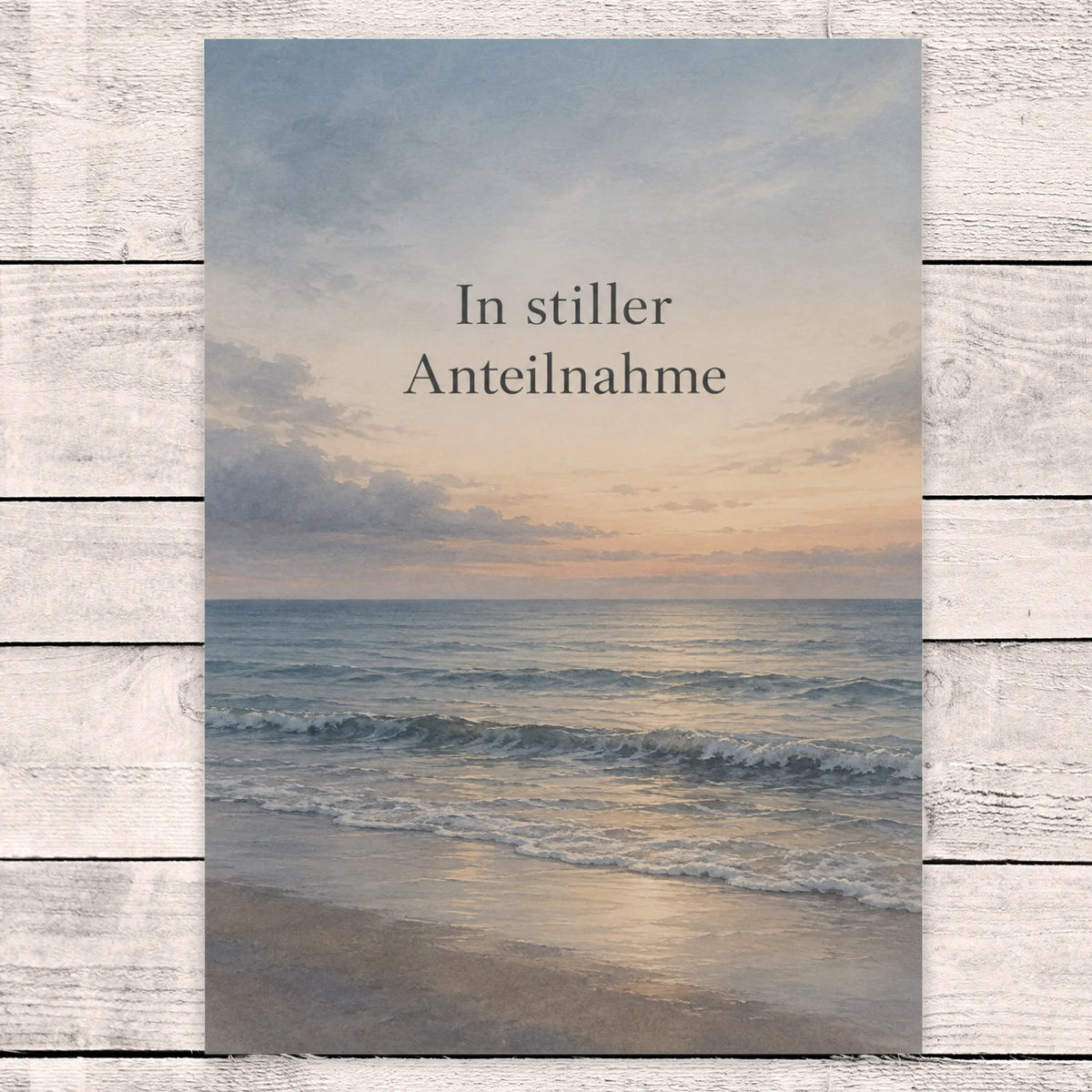 Einfühlsame Beileidskarte mit See in Abendstimmung
