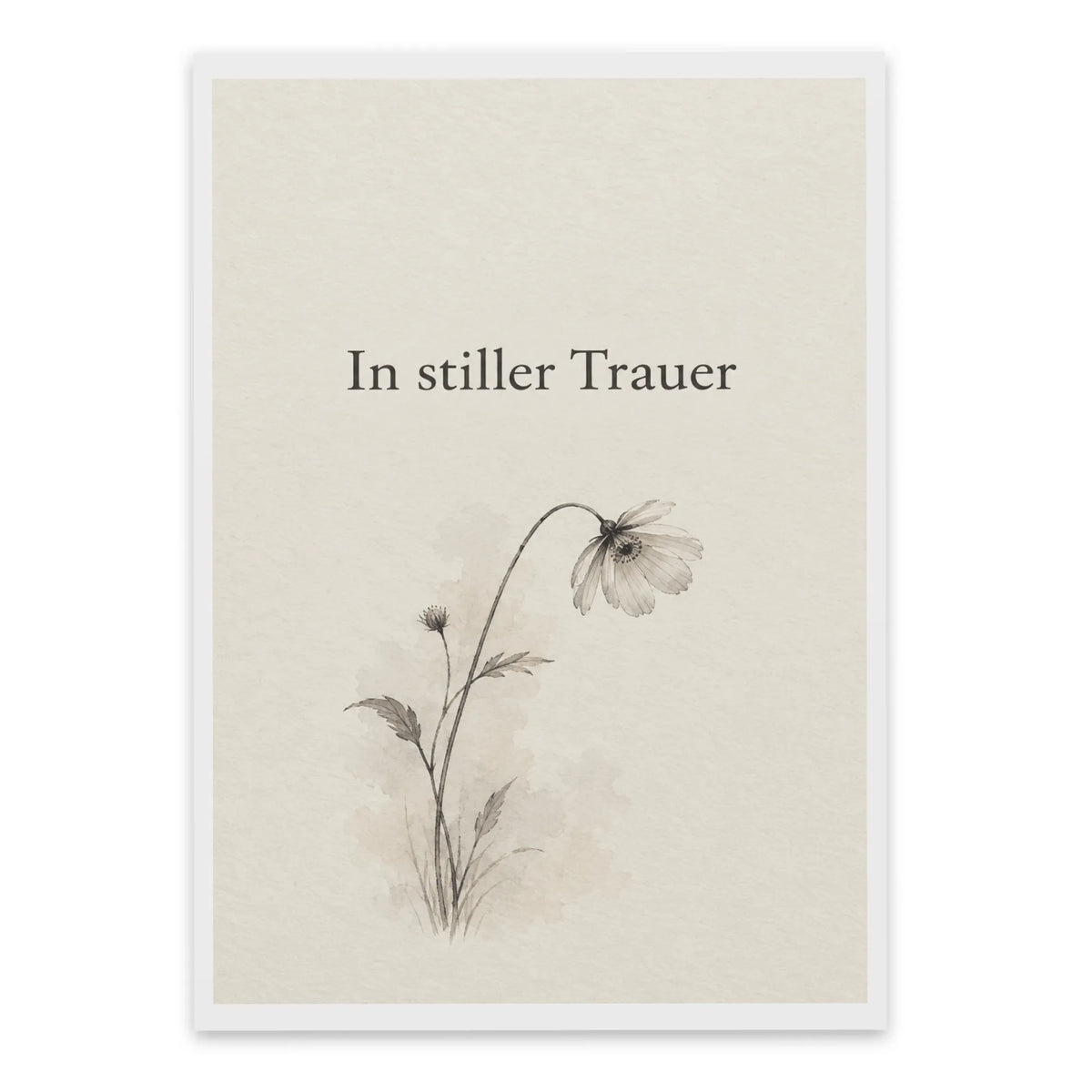 Elegante Trauerkarte In stiller Trauer mit Wildblume