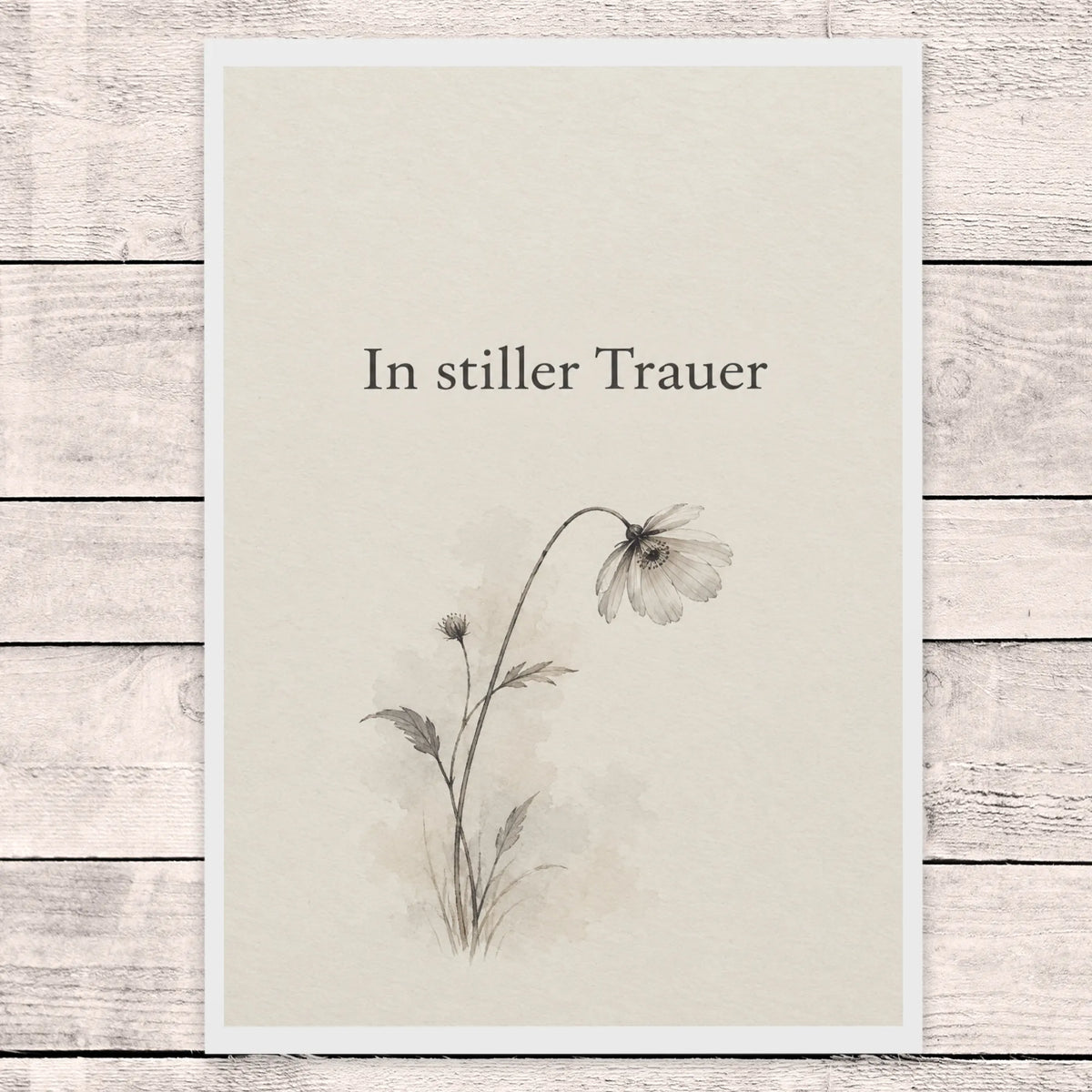 Elegante Trauerkarte In stiller Trauer mit Wildblume