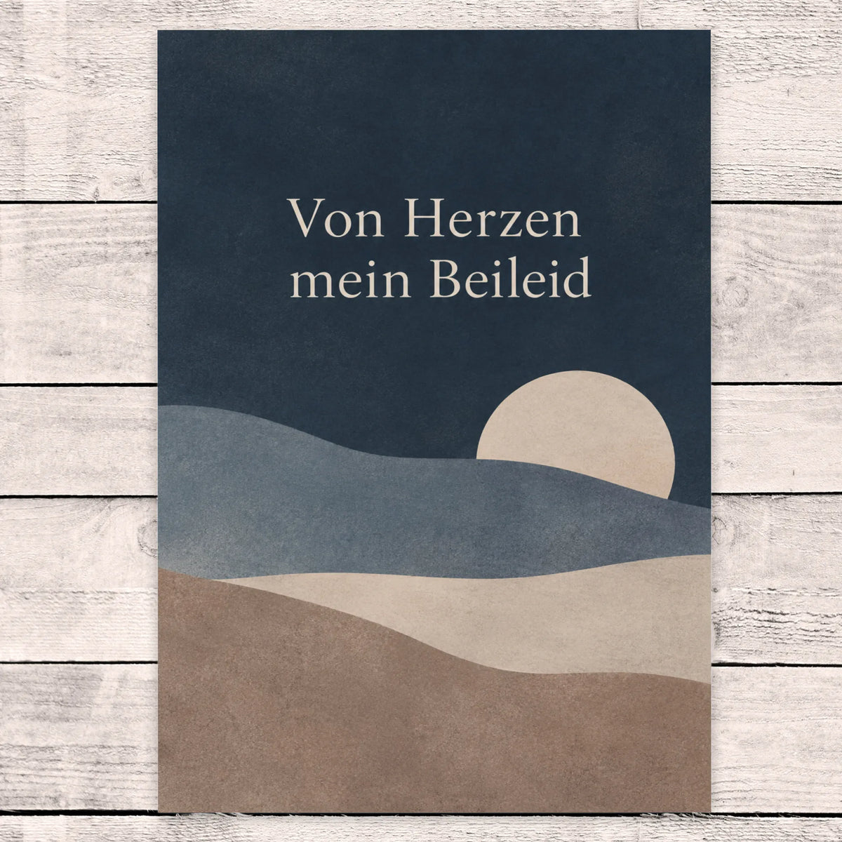 Einfühlsame Trauerkarte zum Beileid mit ruhigem Horizont