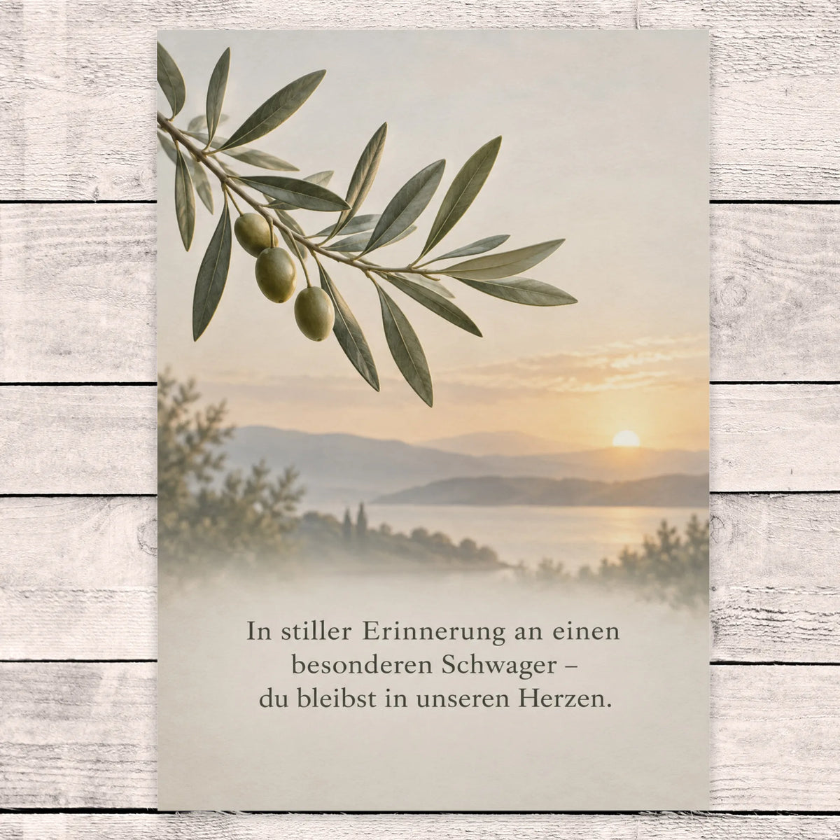 Würdevolle Trauerkarte für den Schwager mit Olivenzweig
