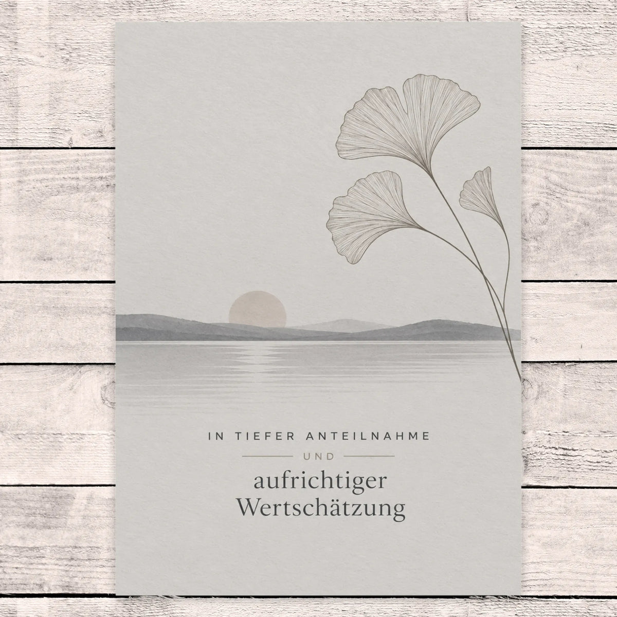 Würdevolle Trauerkarte für Geschäftspartner mit Zweig