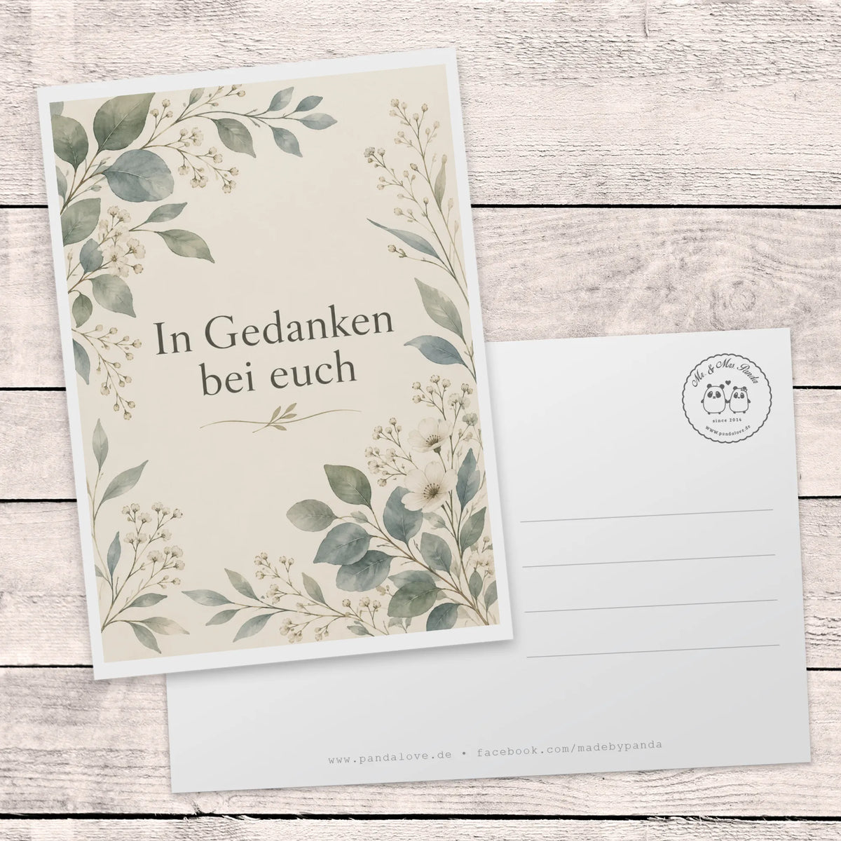 Einfühlsame Trauerkarte In Gedanken bei euch mit Wildblumen