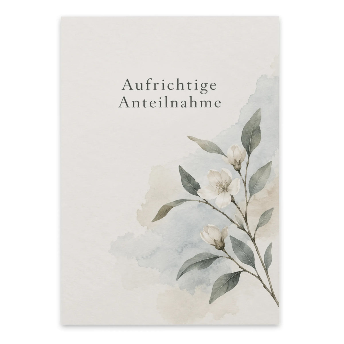 Einfühlsame Trauerkarte für aufrichtige Anteilnahme mit Blütenzweig