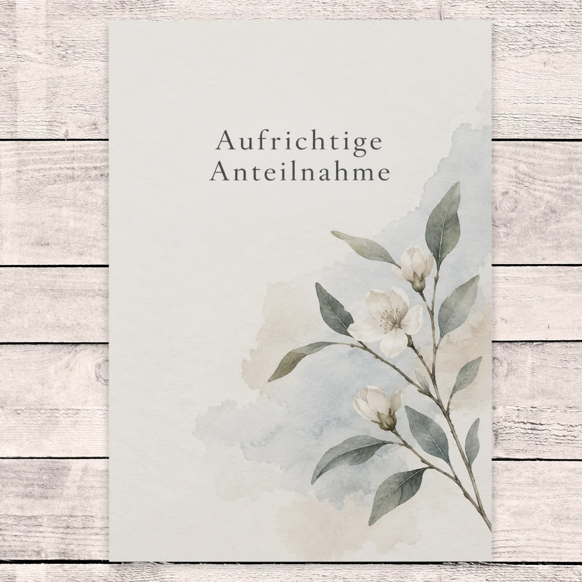 Einfühlsame Trauerkarte für aufrichtige Anteilnahme mit Blütenzweig