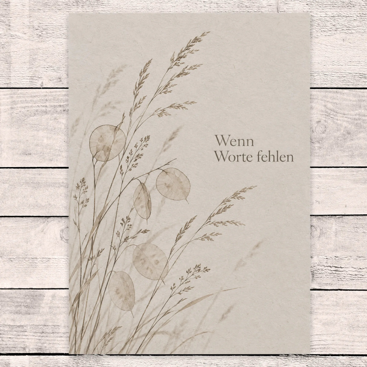 Einfühlsame Trauerkarte Wenn Worte fehlen mit Gräsern