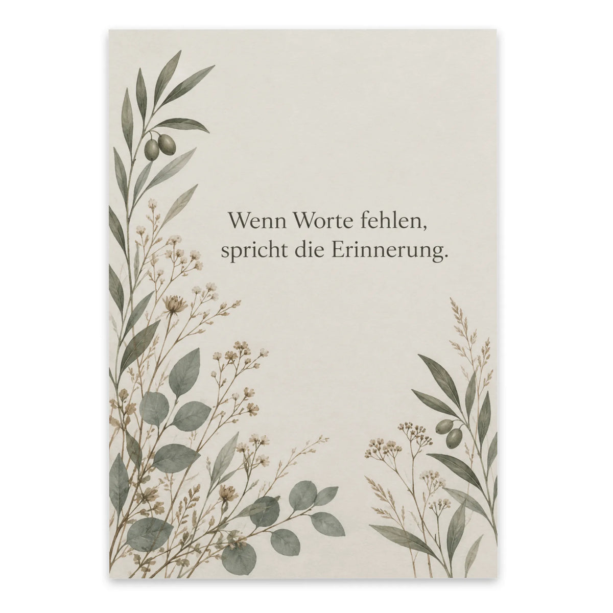 Einfühlsame Trauerkarte Wenn Worte fehlen mit Olivenzweig