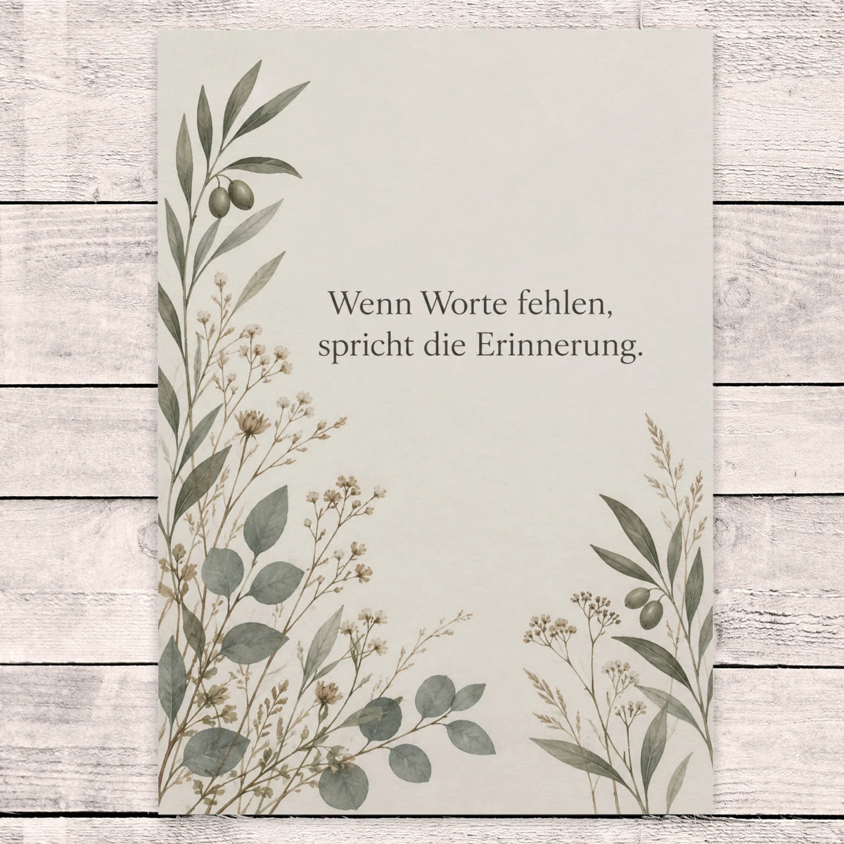 Einfühlsame Trauerkarte Wenn Worte fehlen mit Olivenzweig