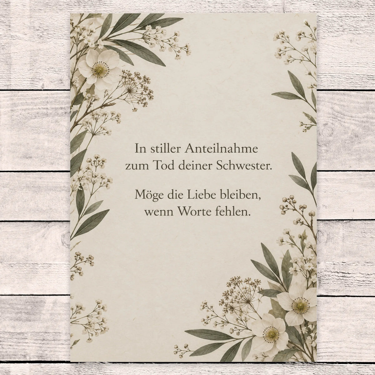 Einfühlsame Beileidskarte zum Tod der Schwester mit Wildblumen