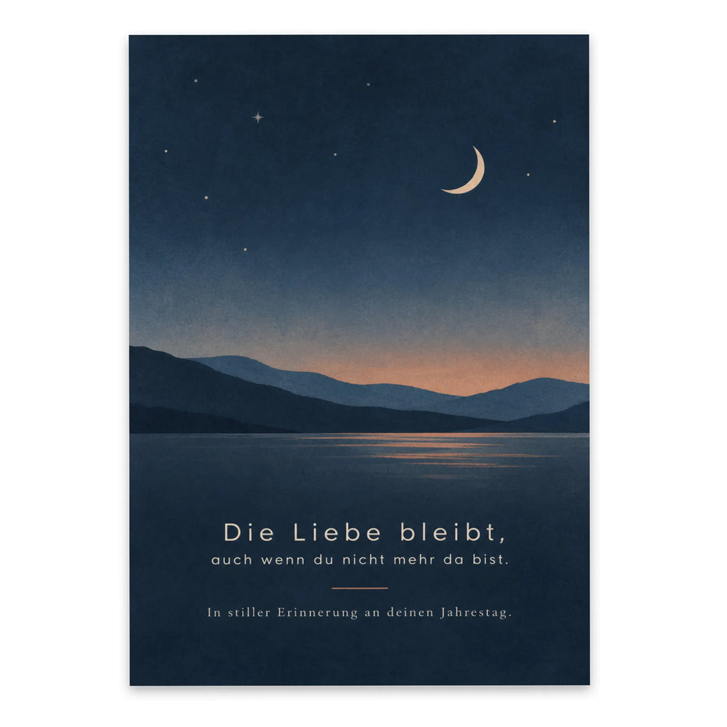 Einfühlsame Trauerkarte zum Jahrestag mit ruhigem Mond|p:2022261|h:c2a9956b1488721e2f03e2adff7f3d32