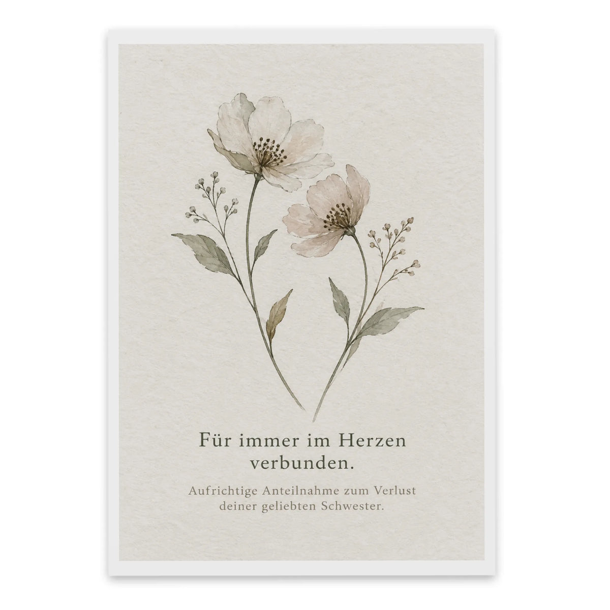 Einfühlsame Beileidskarte zum Tod der Schwester mit Wildblumen