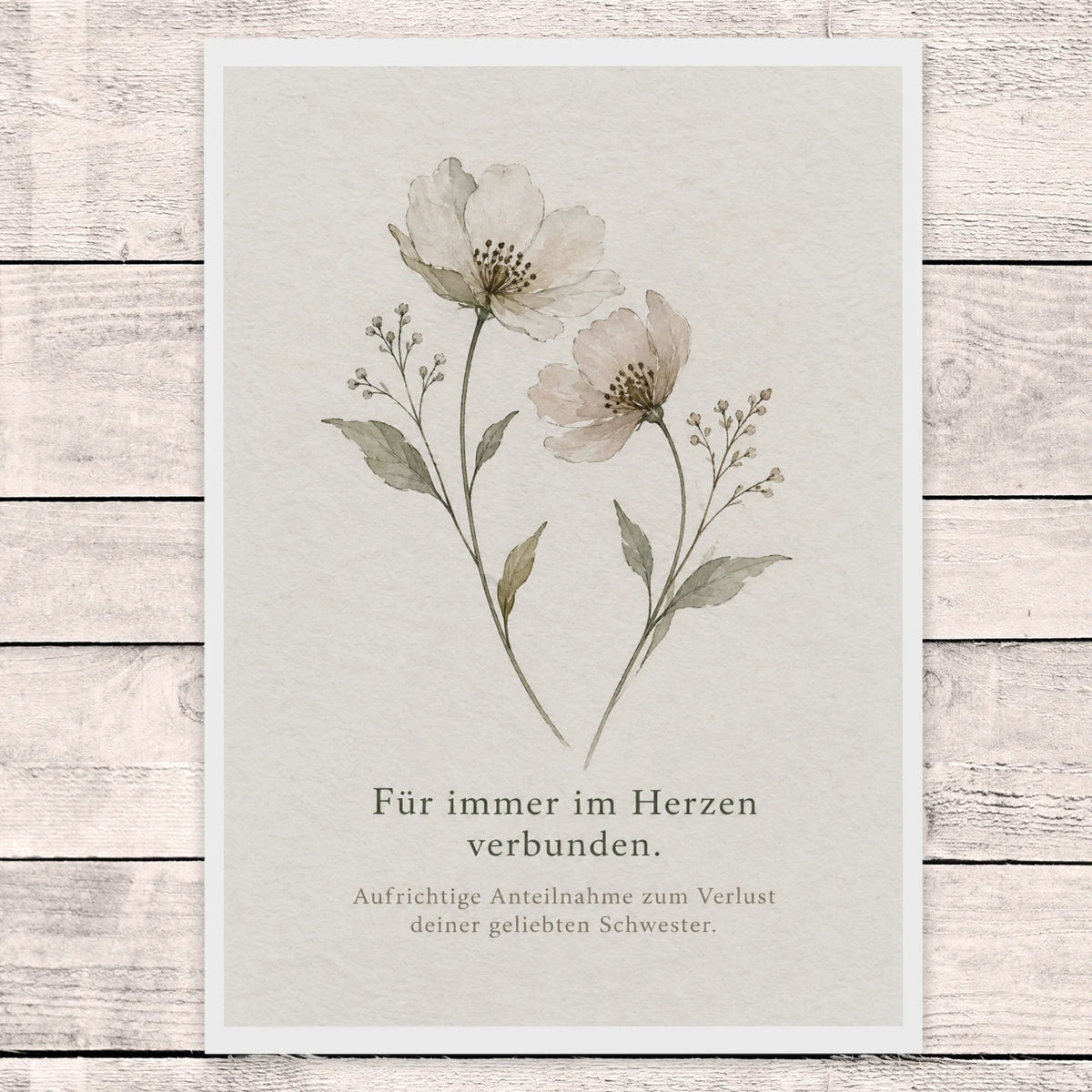 Einfühlsame Beileidskarte zum Tod der Schwester mit Wildblumen