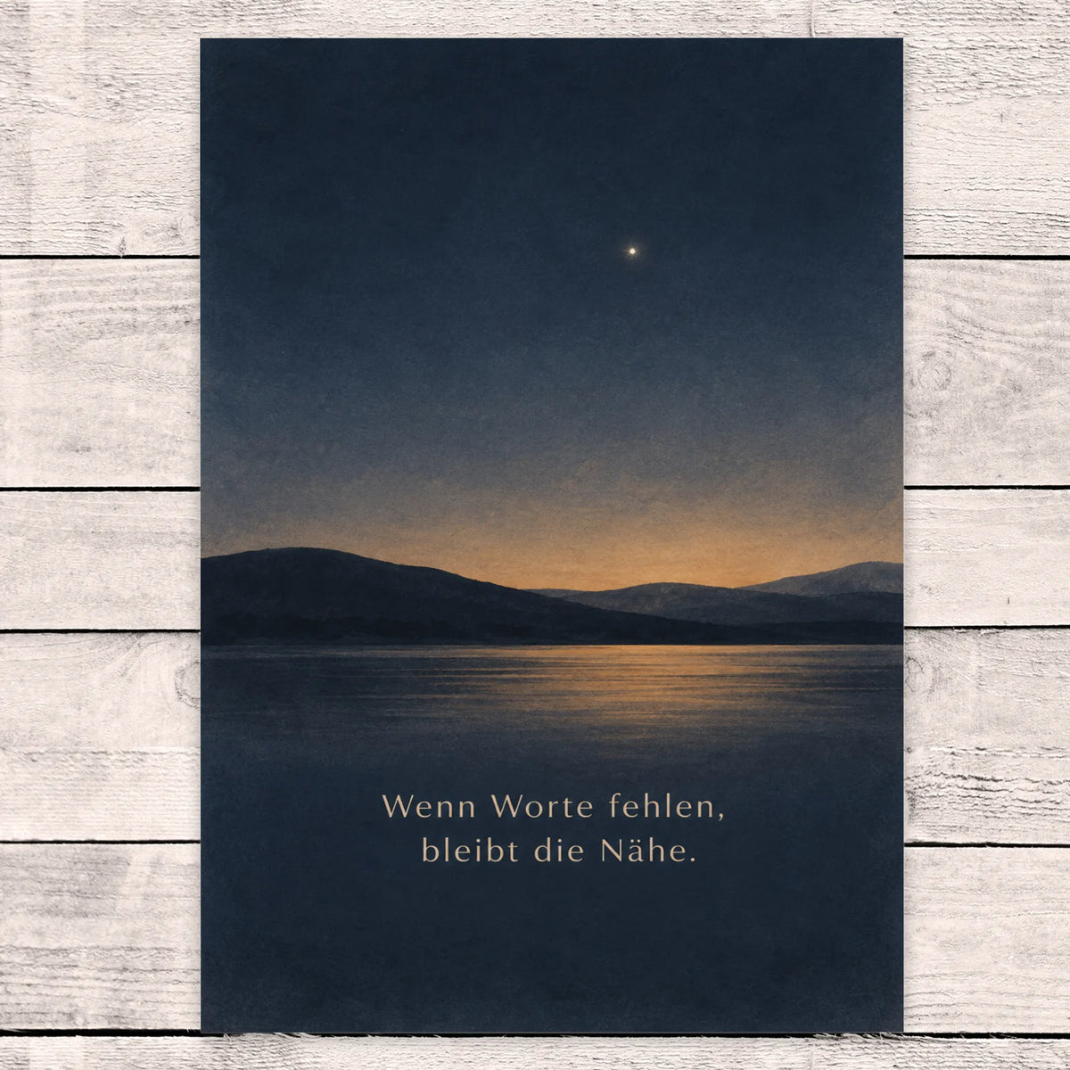 Einfühlsame Trauerkarte wenn Worte fehlen mit leuchtendem Stern