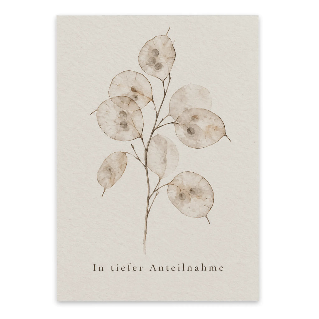Einfühlsame Trauerkarte in tiefer Anteilnahme mit Lunaria-Zweig|p:2022266|h:9e5a89655cd42861acbbf7cbaa36cb8f