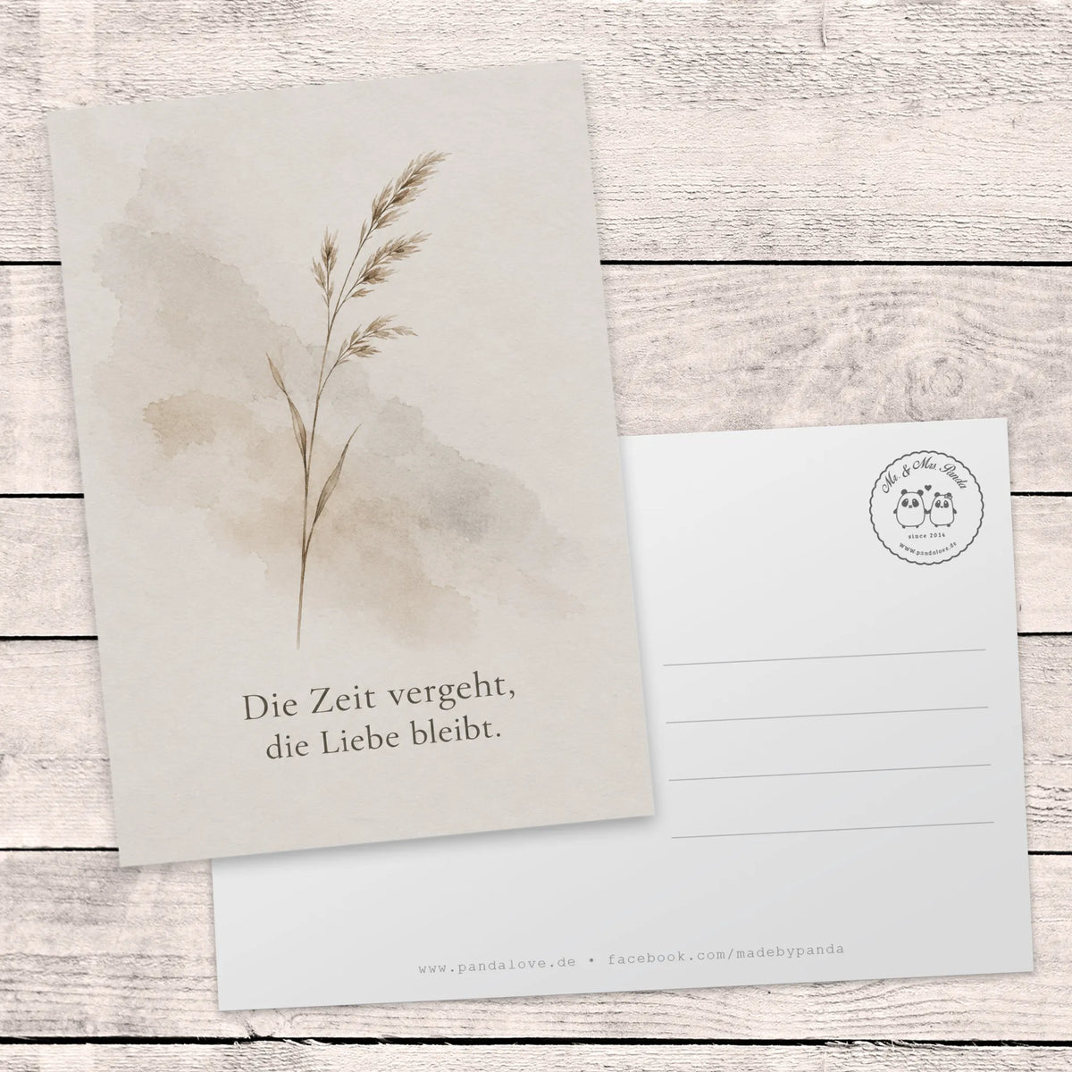 Einfühlsame Trauerkarte zum Jahrestag mit Grashalm