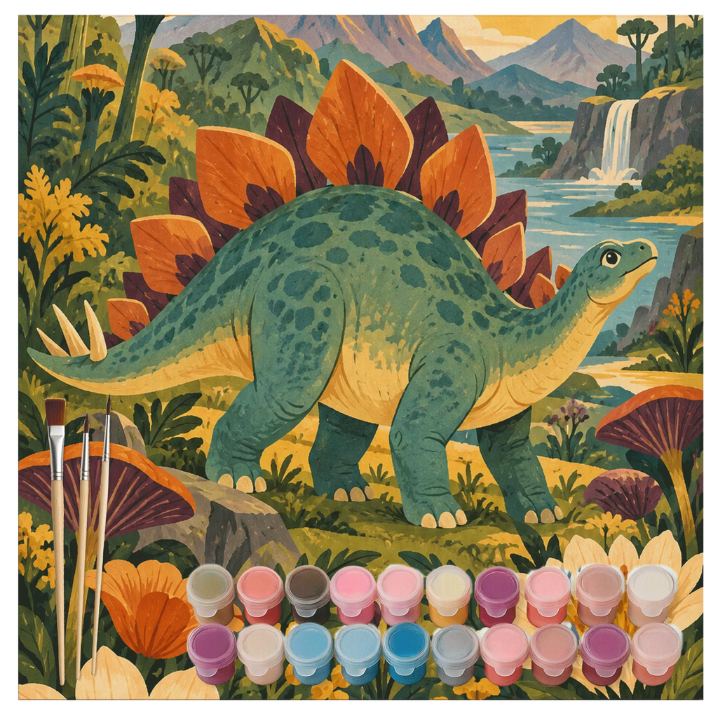 Süßes Malen nach Zahlen mit Dinosaurier Stegosaurus für Kinder|p:2022277|h:472c1072714e5372234b612dabddb53e