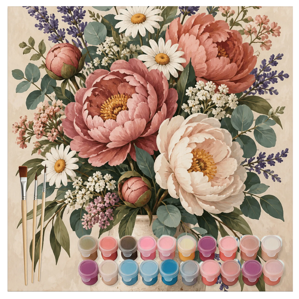 Elegantes Malen nach Zahlen mit Blumenstrauß für Erwachsene|p:2022289|h:e17530b024e522dcb9833f70d8c30e40