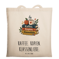 Lustige Tasche für Lehrer mit Büchern Kaffee und Apfel