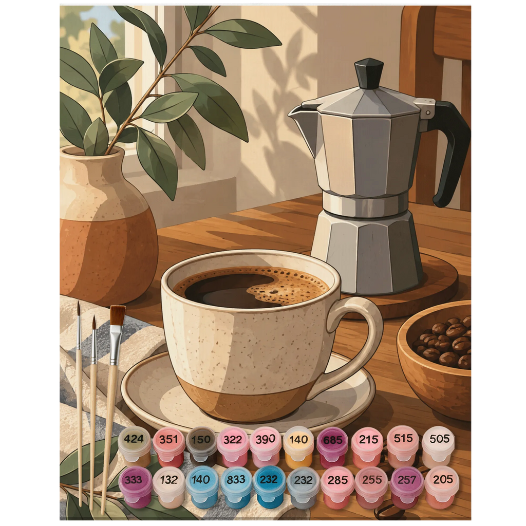 Gemütliches Malen nach Zahlen für Kaffeeliebhaber mit Kaffeetasse|p:2022488|h:b213146ba04159662d7739c5f5c24195