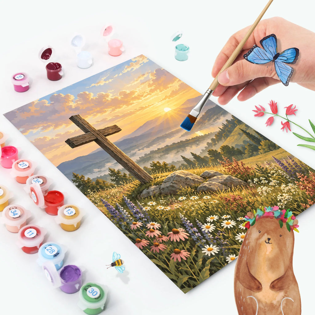 Besinnliches Malen nach Zahlen für Christen mit Holzkreuz|p:2022521|h:34be226d0761ae4b7d0881f3ce199e13