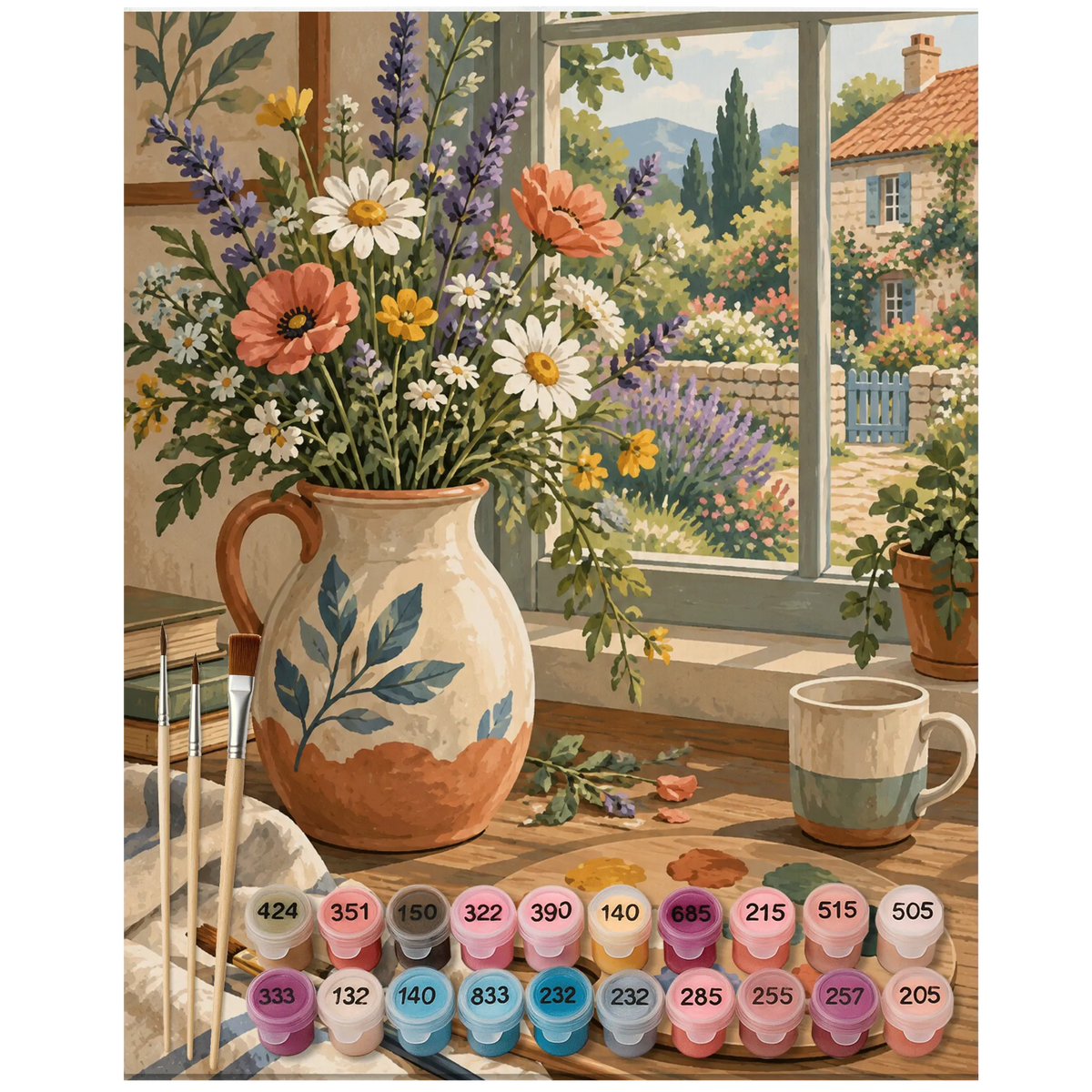 Romantisches DIY Malen nach Zahlen für Liebende mit Wildblumenvase