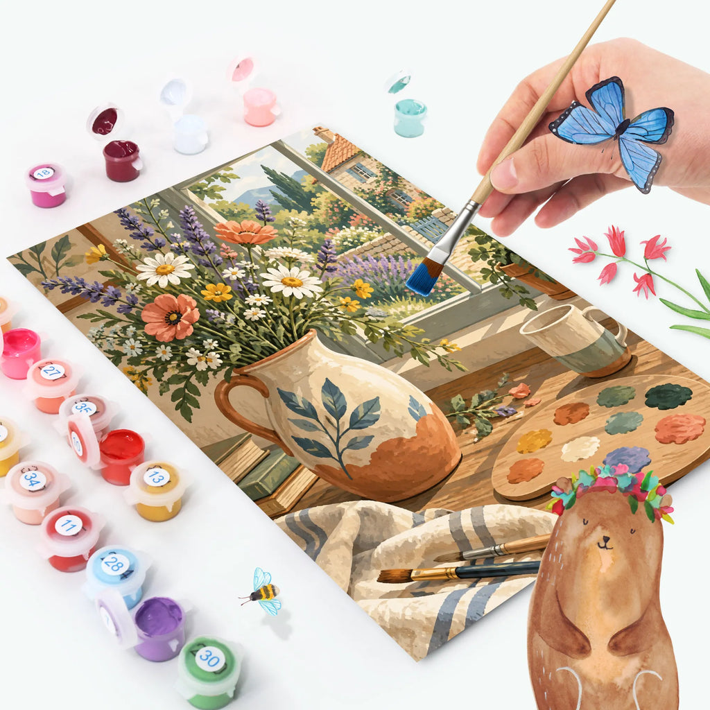 Romantisches DIY Malen nach Zahlen für Liebende mit Wildblumenvase|p:2022556|h:6f7f9ac23dae29157d54a7f24587ec83