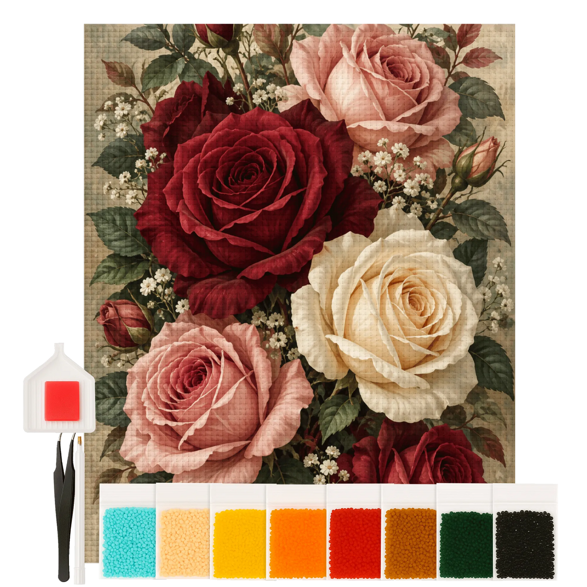 Elegantes Diamond Painting Rosen für Rosenliebhaber mit Burgunderrosen