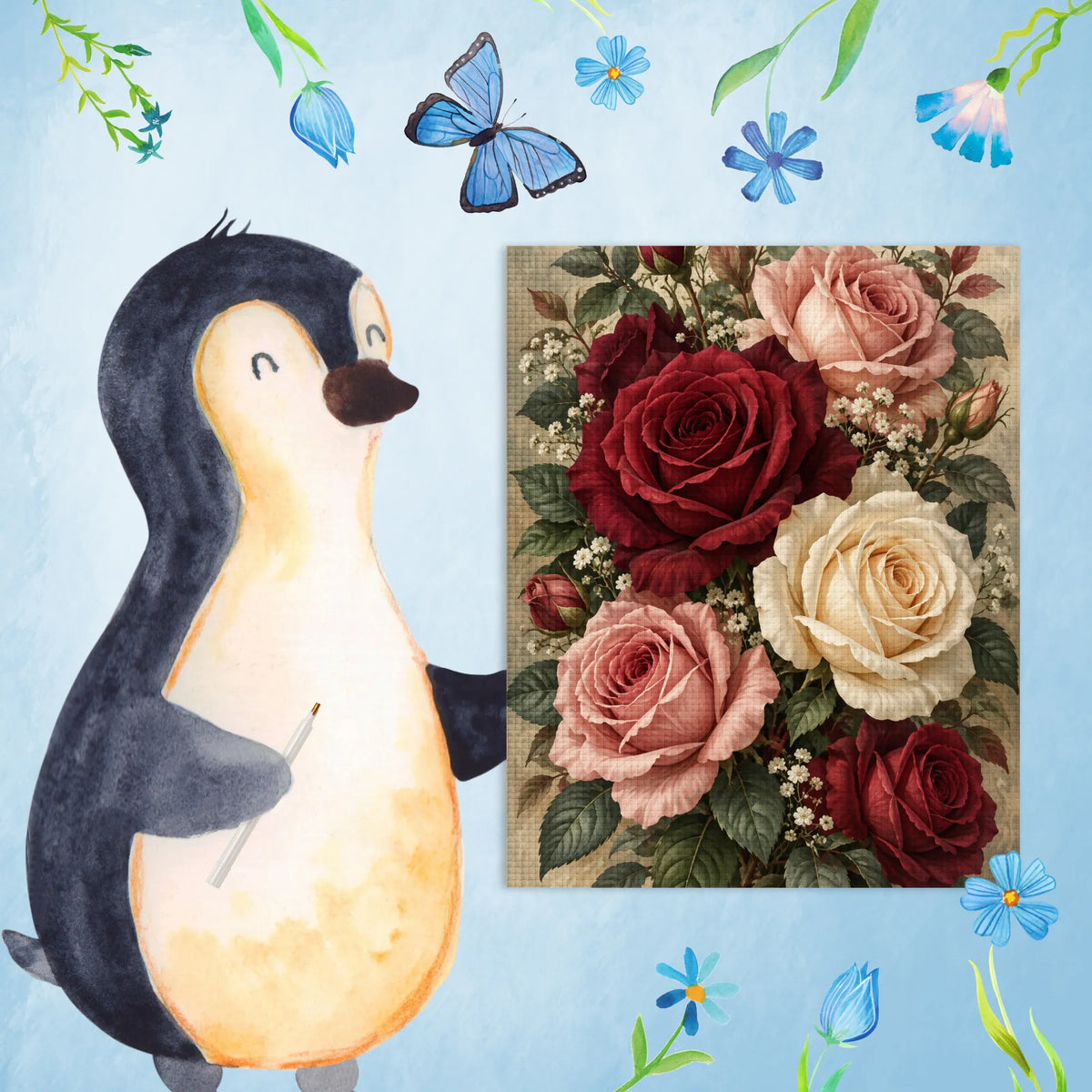 Elegantes Diamond Painting Rosen für Rosenliebhaber mit Burgunderrosen